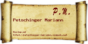 Petschinger Mariann névjegykártya